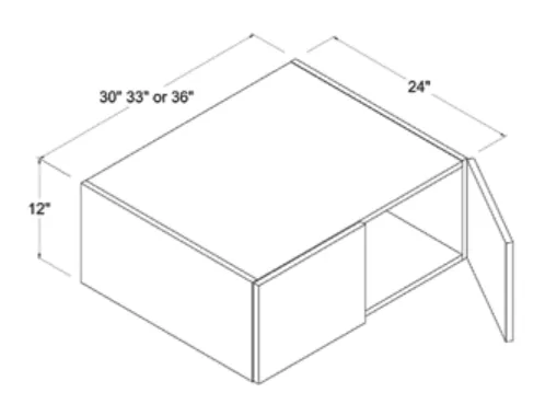Matt Black 12"H Refrigerator Wall Cabinet — dimension diagram with sizes