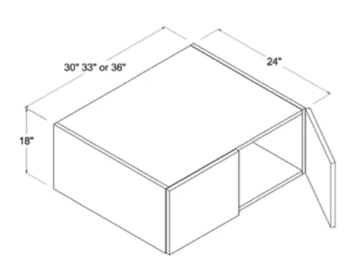 Matt Black 18"H Refrigerator Wall Cabinet — dimension diagram with sizes