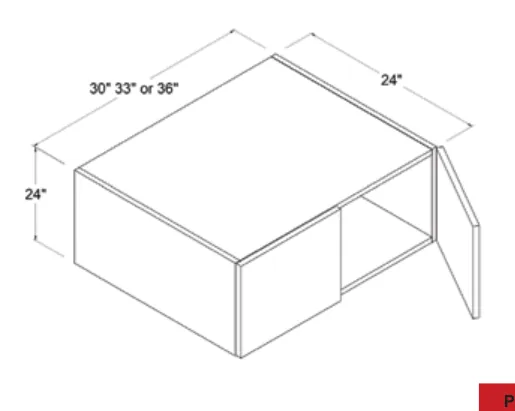Matt Black 24"H Refrigerator Wall Cabinet — dimension diagram with sizes