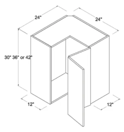 Matt Black 24"W Wall Easy Reach Corner Cabinet — dimension diagram with sizes