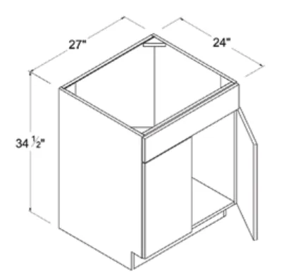 Matt Black Sink Base — dimension diagram with sizes