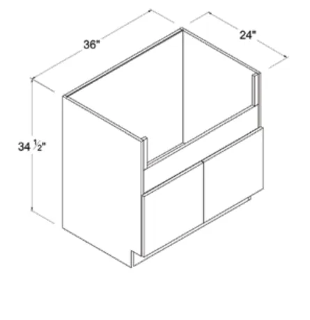 Matt Black Farmhouse Sink Base — dimension diagram with sizes