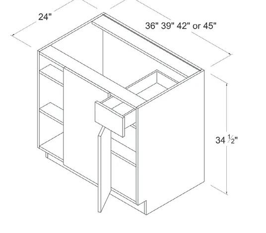 Matt Black Blind Base Cabinet — dimension diagram with sizes
