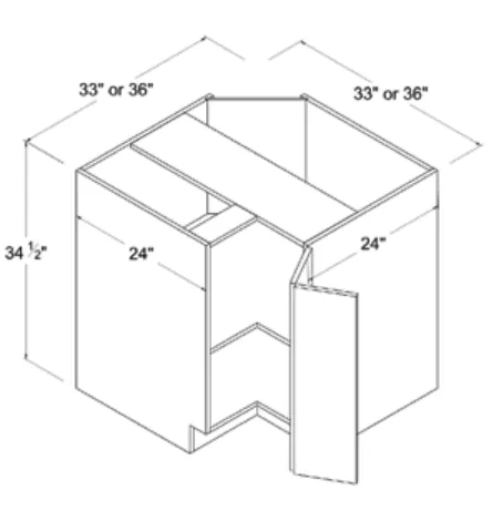 Matt Black Easy Reach Base Cabinet — dimension diagram with sizes