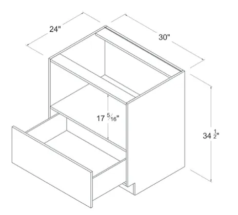Matt Black Microwave Base Cabinet — dimension diagram with sizes