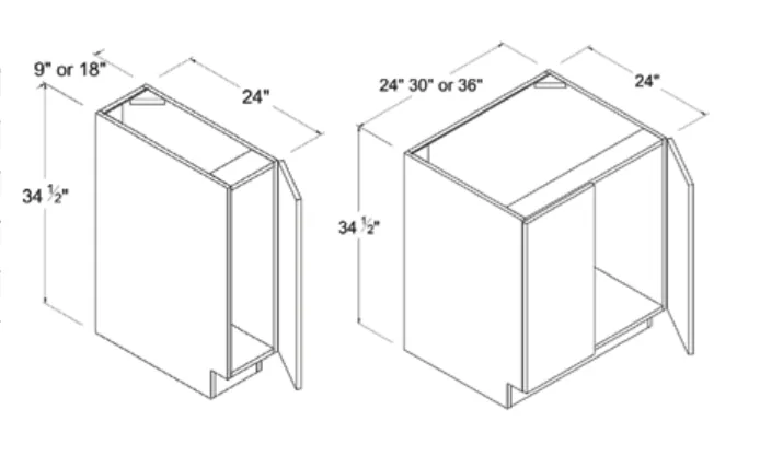 Matt Black Full Height Door Base Cabinet — dimension diagram with sizes