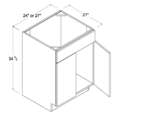 Matt Black Vanity Sink Base — dimension diagram with sizes