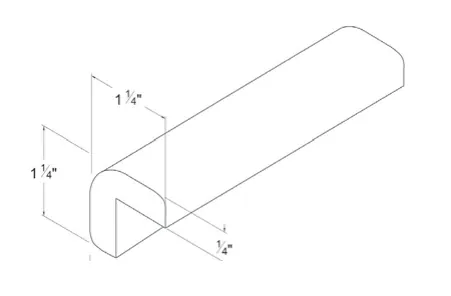 Matt Black Outside Corner Molding — dimension diagram with sizes