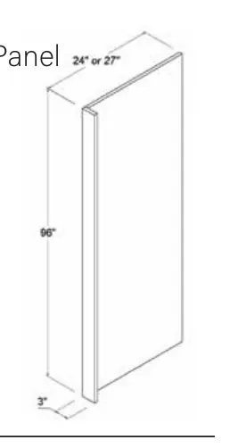 Matt Black Refrigerator End Panel — dimension diagram with sizes