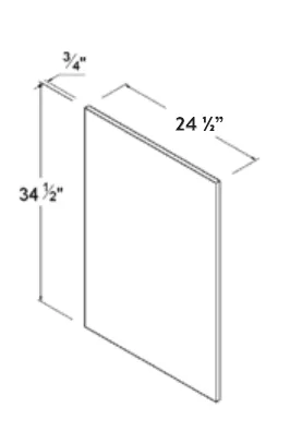 Matt Black Base Decorative End Panel — dimension diagram with sizes