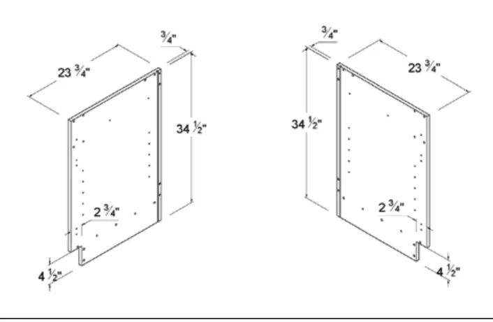 Matt Black Finished Side Base Panel — dimension diagram with sizes