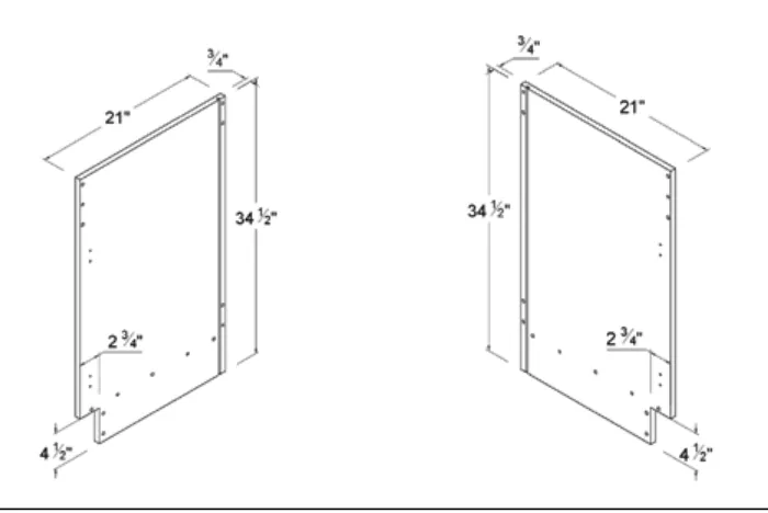 Matt Black Finished Side Vanity Panel — dimension diagram with sizes