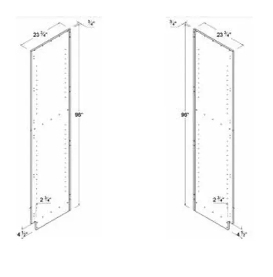 Matt Black Finished Side Tall Pantry Panel — dimension diagram with sizes