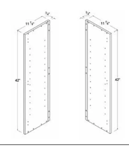 Matt Black 42"H Finished Side Wall Panel 42"H — dimension diagram with sizes