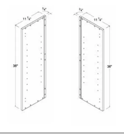 Matt Black 36"H Finished Side Wall Panel 36"H — dimension diagram with sizes