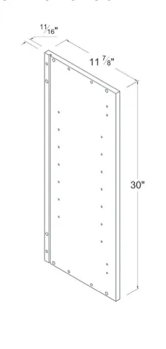 Matt Black 30"H Finished Side Wall Panel 30"H — dimension diagram with sizes