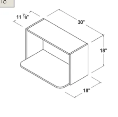 Matt Black Wall Microwave Open Box — dimension diagram with sizes