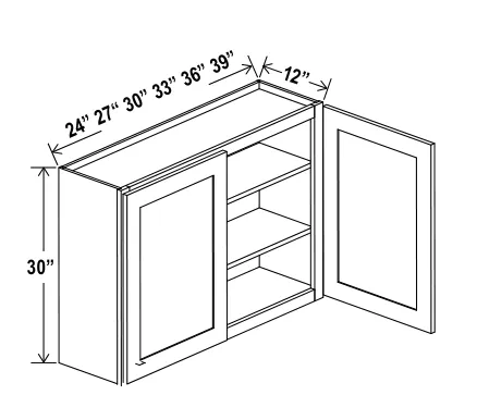 Navy Blue Wall Cabinet Double Doors — dimension diagram with sizes