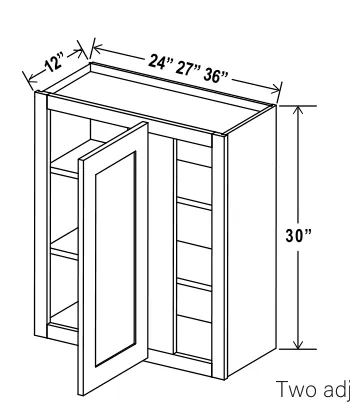Navy Blue 30"H Wall Blind Corner Cabinet — dimension diagram with sizes
