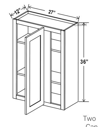 Navy Blue 36"H Wall Blind Corner Cabinet — dimension diagram with sizes