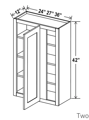 Navy Blue 42"H Wall Blind Corner Cabinet — dimension diagram with sizes