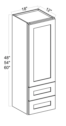 Navy Blue Wall Tower Cabinet — dimension diagram with sizes