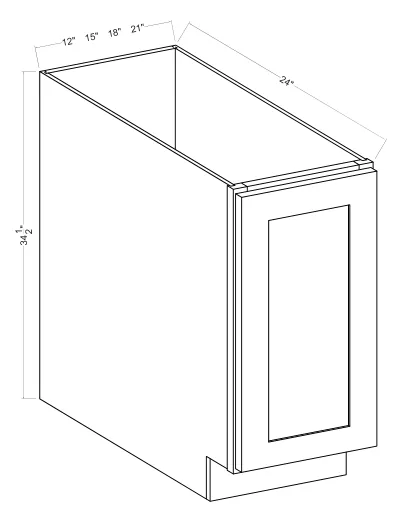 Navy Blue Base Cabinet Full Height Single Door — dimension diagram with sizes