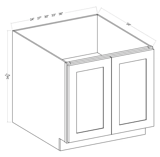 Navy Blue Base Cabinet Full Height Double Door — dimension diagram with sizes