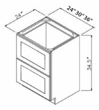 Navy Blue Two Drawer Base — dimension diagram with sizes