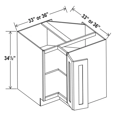 Navy Blue Easy Reach Base Cabinet — dimension diagram with sizes