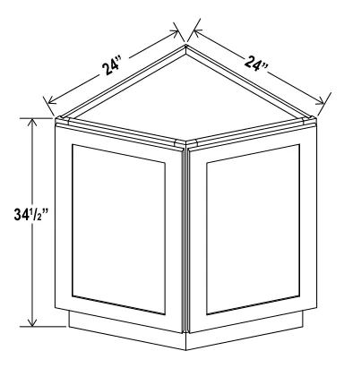 Navy Blue Base End Cabinet — dimension diagram with sizes