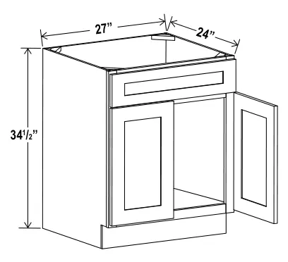 Navy Blue Sink Base — dimension diagram with sizes