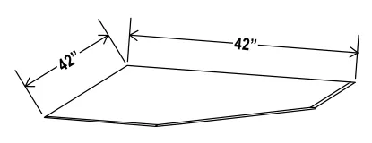 Navy Blue Corner Sink Base Floor — dimension diagram with sizes