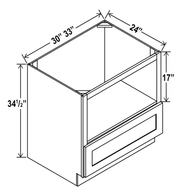 Navy Blue Microwave Base Cabinet — dimension diagram with sizes