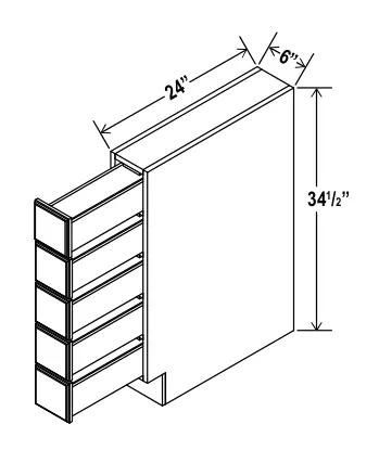 Navy Blue Base Spice Drawer — dimension diagram with sizes