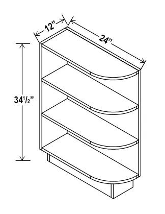 Navy Blue Base End Shelf — dimension diagram with sizes