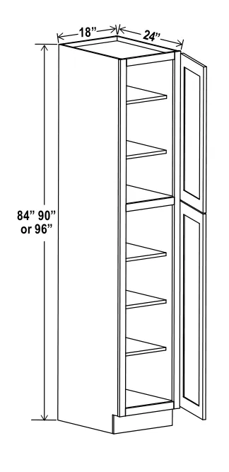 Navy Blue 18"W Utility Pantry — dimension diagram with sizes