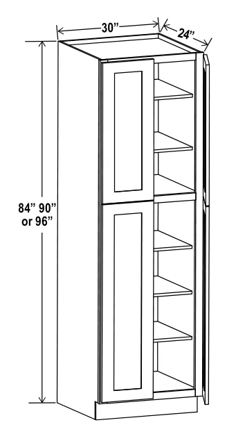 Navy Blue 30"W Utility Pantry — dimension diagram with sizes