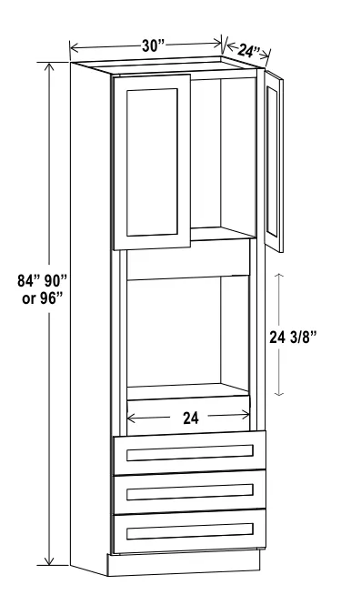 Navy Blue 30"W Oven Pantry — dimension diagram with sizes