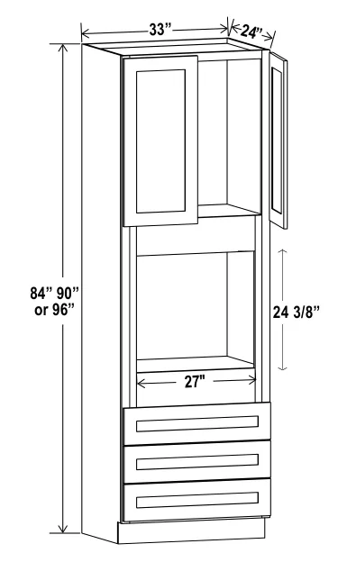 Navy Blue 33"W Oven Pantry — dimension diagram with sizes