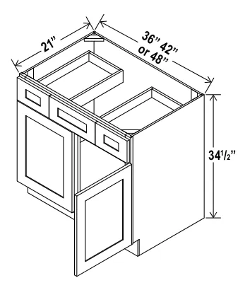 Navy Blue Vanity Combo — dimension diagram with sizes