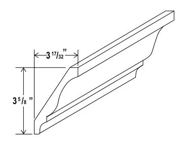 Navy Blue Decorative Moulding — dimension diagram with sizes