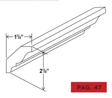 Navy Blue Crown Moulding — dimension diagram with sizes