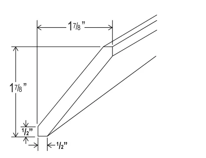 Navy Blue Angle Crown Moulding — dimension diagram with sizes