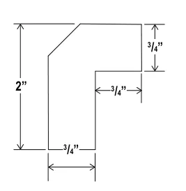 Navy Blue Angle Light Rail Moulding — dimension diagram with sizes