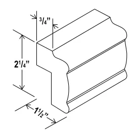 Navy Blue Light Rail Moulding — dimension diagram with sizes