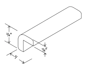 Navy Blue Outside Corner Moulding — dimension diagram with sizes