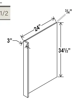 Navy Blue Dishwasher Return Panel — dimension diagram with sizes