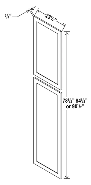 Navy Blue Tall Decorative Door Panel — dimension diagram with sizes
