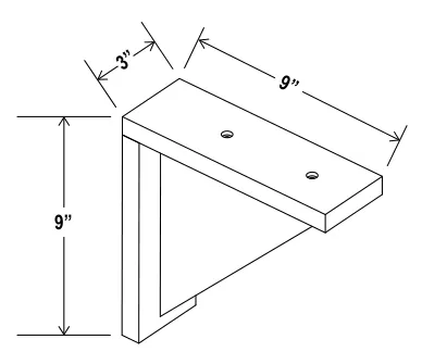 Navy Blue Corbel — dimension diagram with sizes